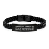 Funny Massage Therapist Christmas Unique Gifts for Family Friends Coworkers from Men Women - Interlaced Leather Bracelet with Stainless Steel and PU Leather - Image 1